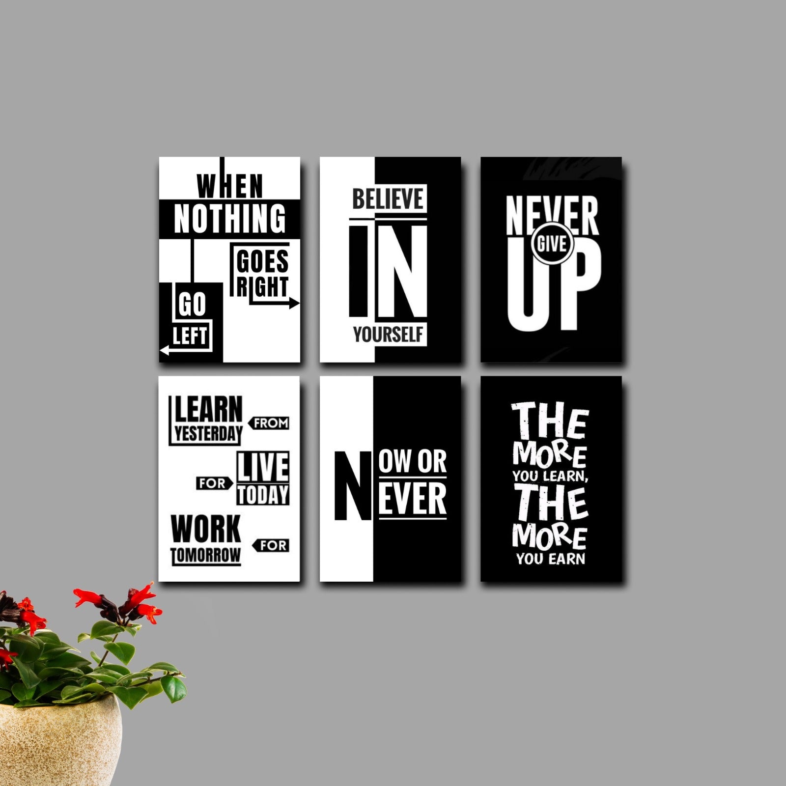 Motivational Quotes Wall Frames Set – Office, Bedroom & Study Decor