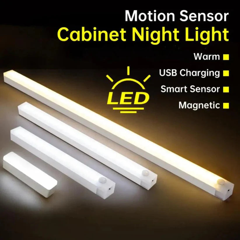 Clopal Wireless LED Motion Sensor Light, USB Rechargeable, for Kitchen Cabinet Bedroom Wardrobe, Closet -Warm Color